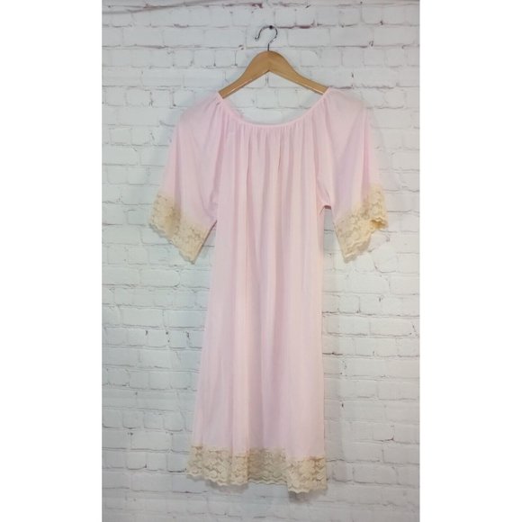 Vintage Stones Wear Nightgown Dress Pink Embroidery Women's Size Medium Made USA - Picture 2 of 8
